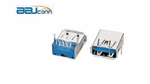 USB 3.0母座DIP 90度蓝色胶芯直脚 USB 3.0母座DIP 90度蓝色胶芯直脚