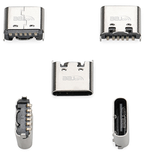 UC.01.63-11-0004--TYPE-C 6P母座直立式贴片H=6.8 带中夹片
