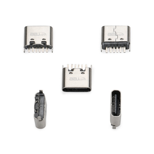 TYPE-C 6PIN 母座立式插板H=6.8-脚长1.5--(UC.01.13-1B-0001)