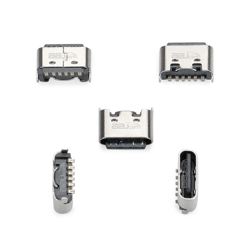 TYPE-C 6PIN 母座立式短体贴板H=5.0--(UC.01.53-1B-0003)_调整大小