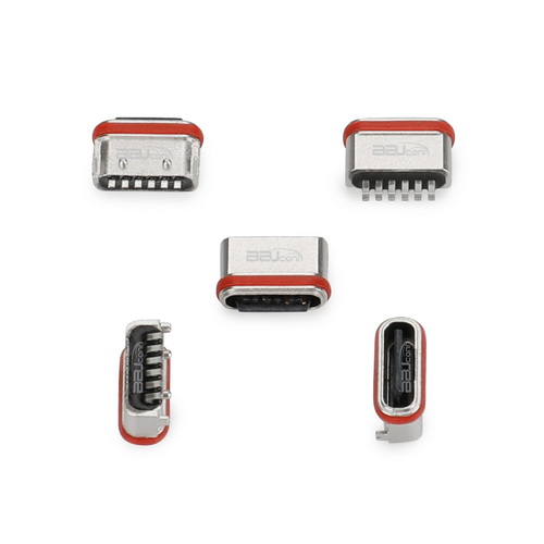 TYPE-C 6P防水母座后两脚插带柱L=5.70 锌合金外壳IPX7---(UC.01.53-1J-0002)_调整大小